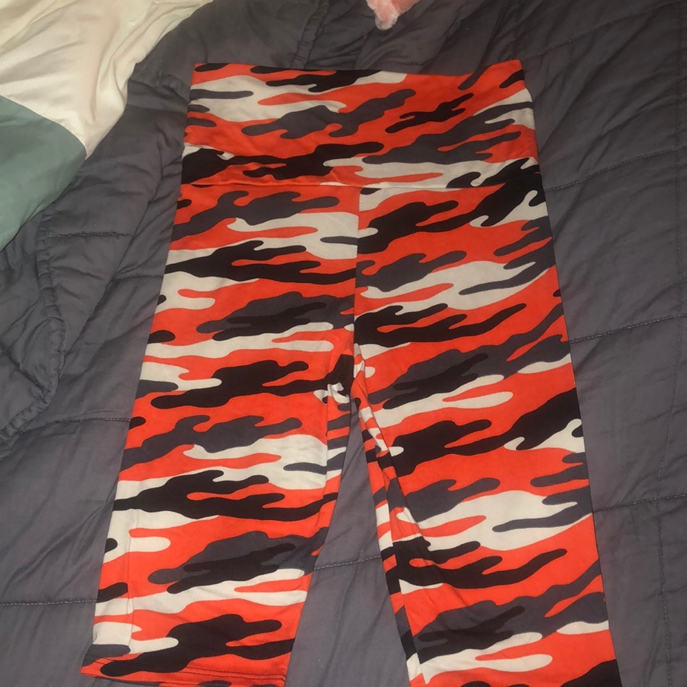 Orange camo biker shorts